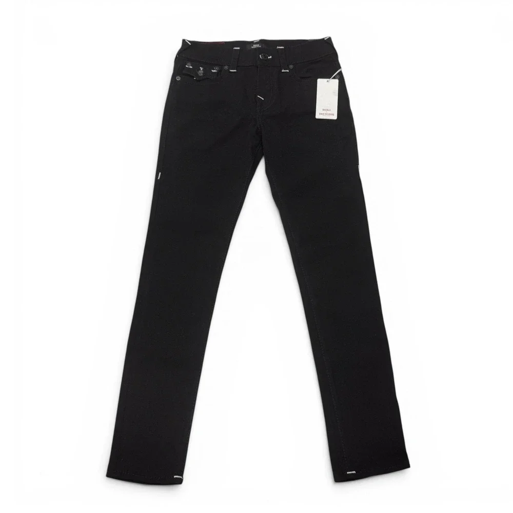 True Religion Rocco Relaxed Skinny Jeans Black Big T Flap Mens 29 NWT
